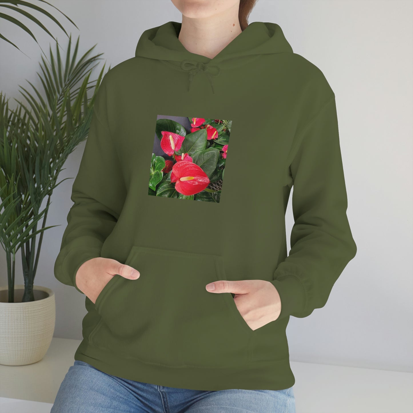 Island Style Anthurium Unisex Heavy Blend™ Hooded Sweatshirt