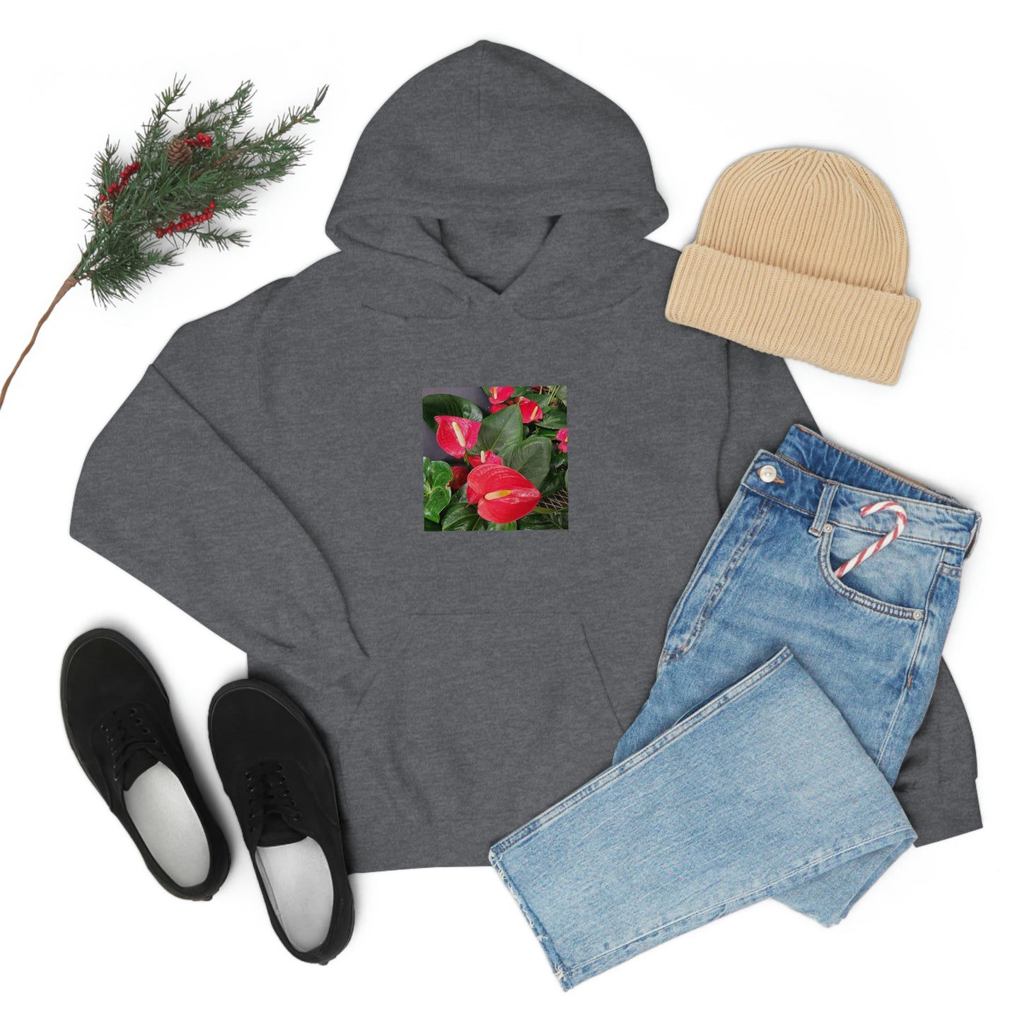 Island Style Anthurium Unisex Heavy Blend™ Hooded Sweatshirt