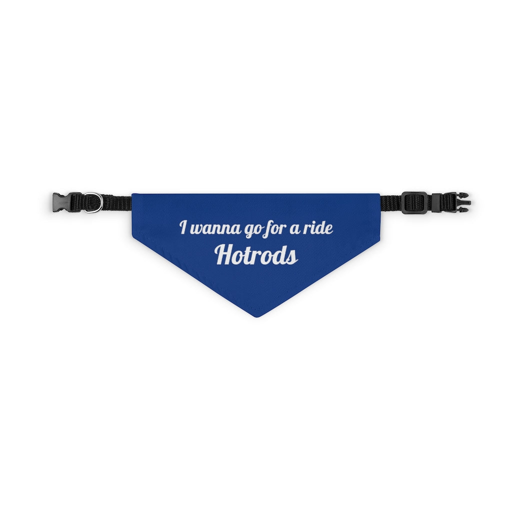 Hotrods "I wanna go for a ride" Pet Bandana Collar - White print