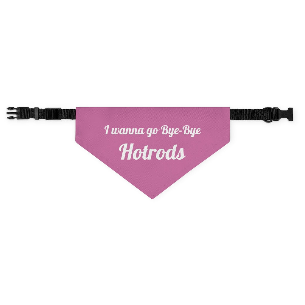 Hotrods "I wanna go Bye-Bye" Pet Bandana Collar - White print