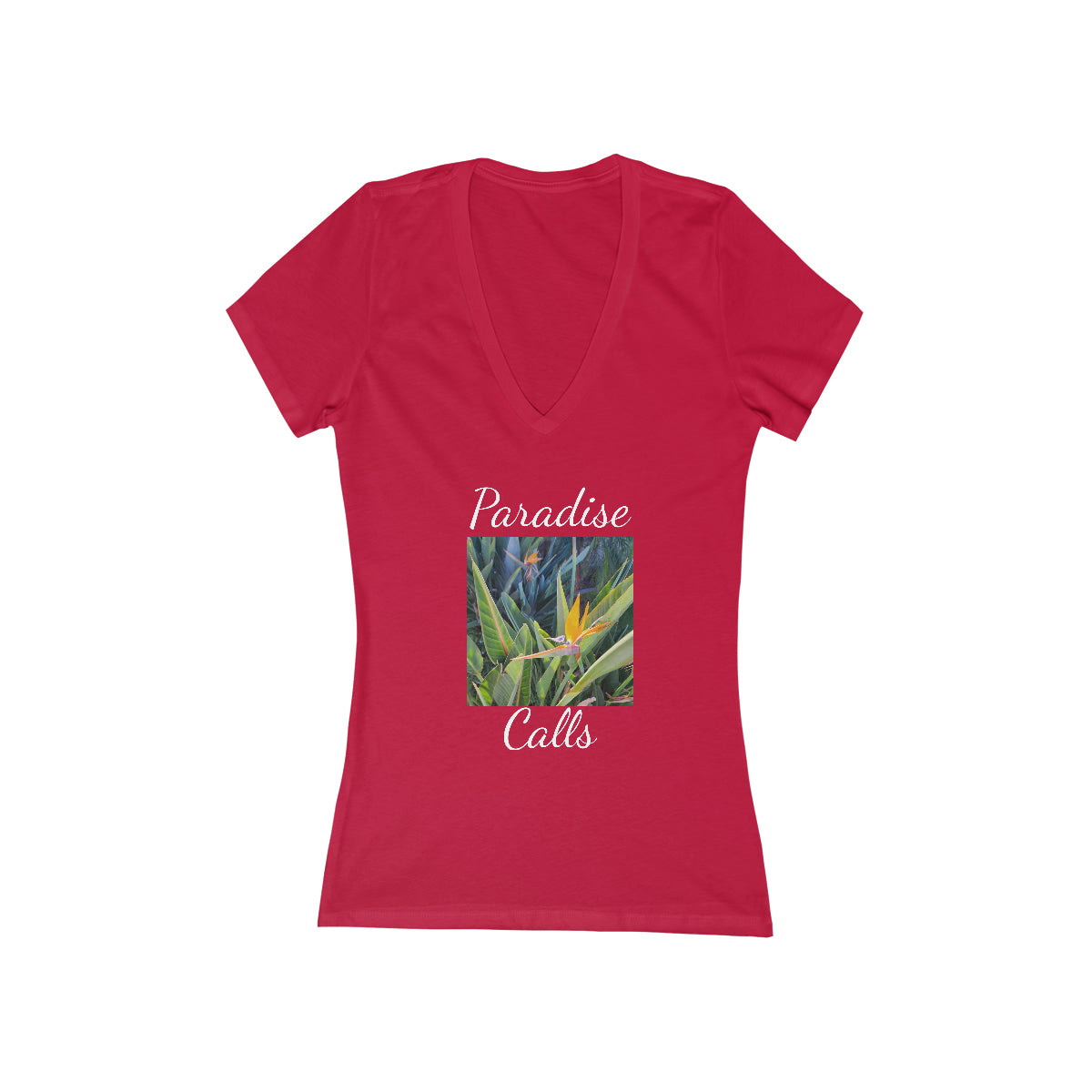 Islander Bird of Paradise Women's Jersey Short Sleeve Deep V-Neck Tee