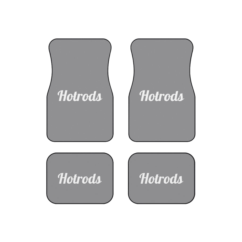 Hotrods Car Mats (Set of 4) Grey w/White print