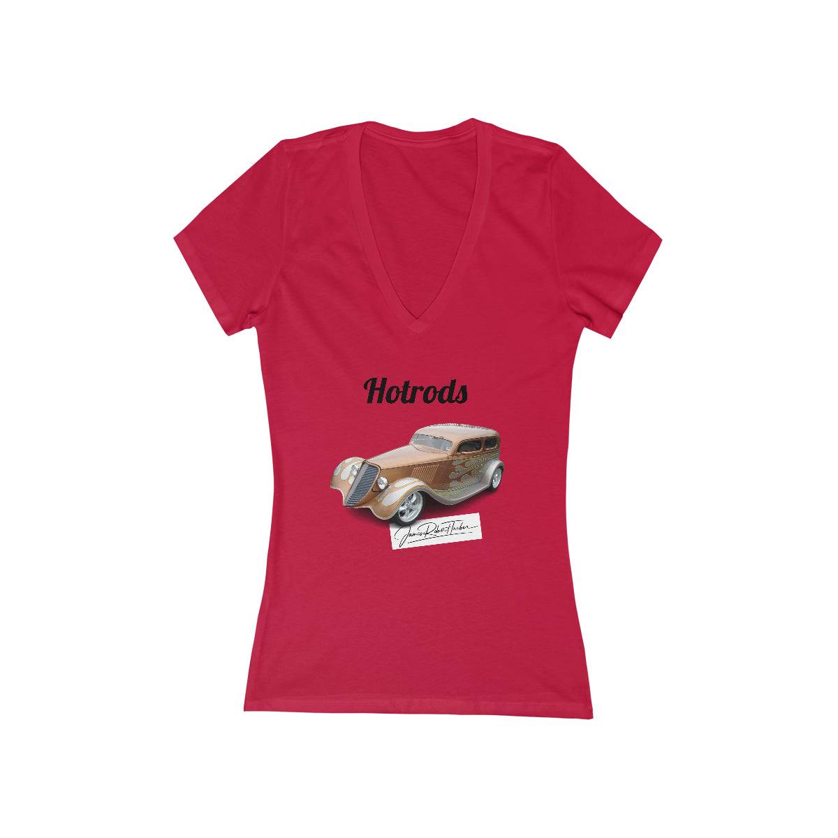 Hotrods Signature Women's Jersey Short Sleeve Deep V-Neck Tee