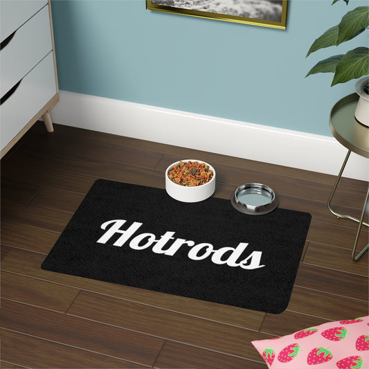 Hotrods Pet Food Mat (12x18) White print