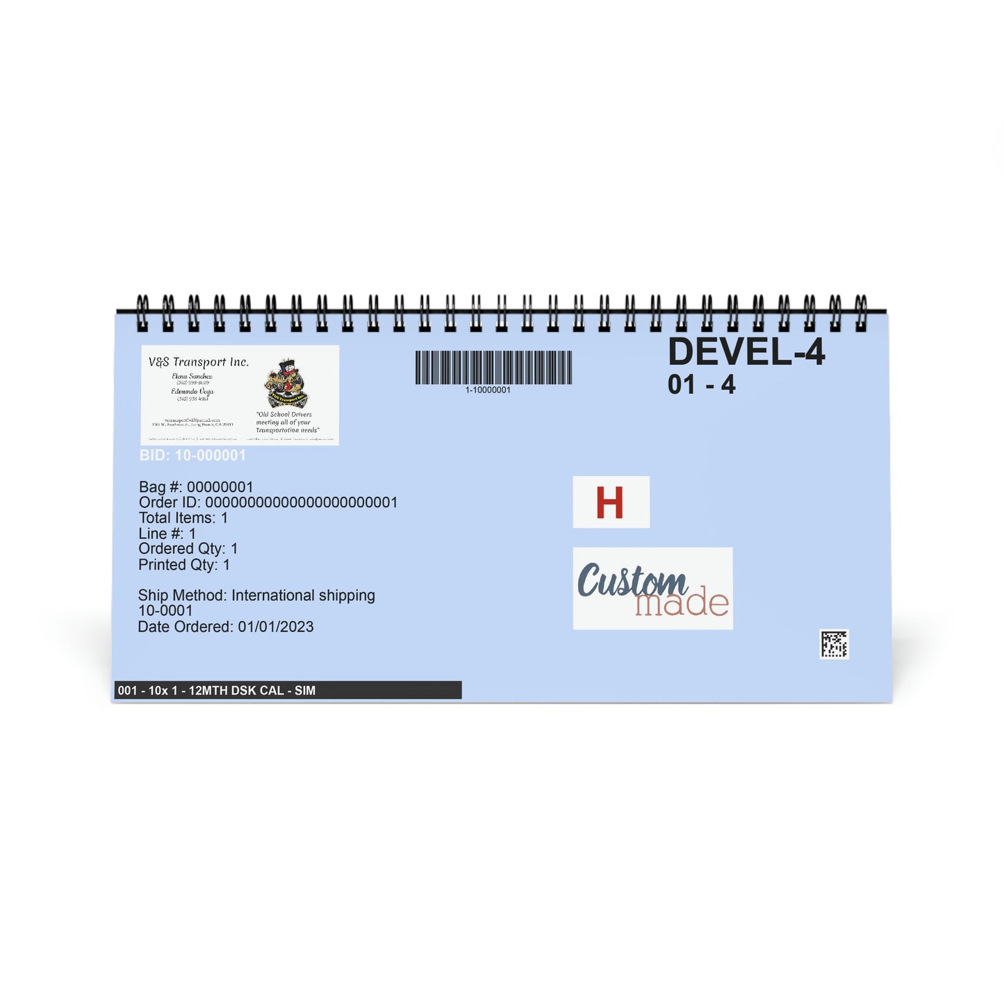 V&S Transport Desk Calendar 2