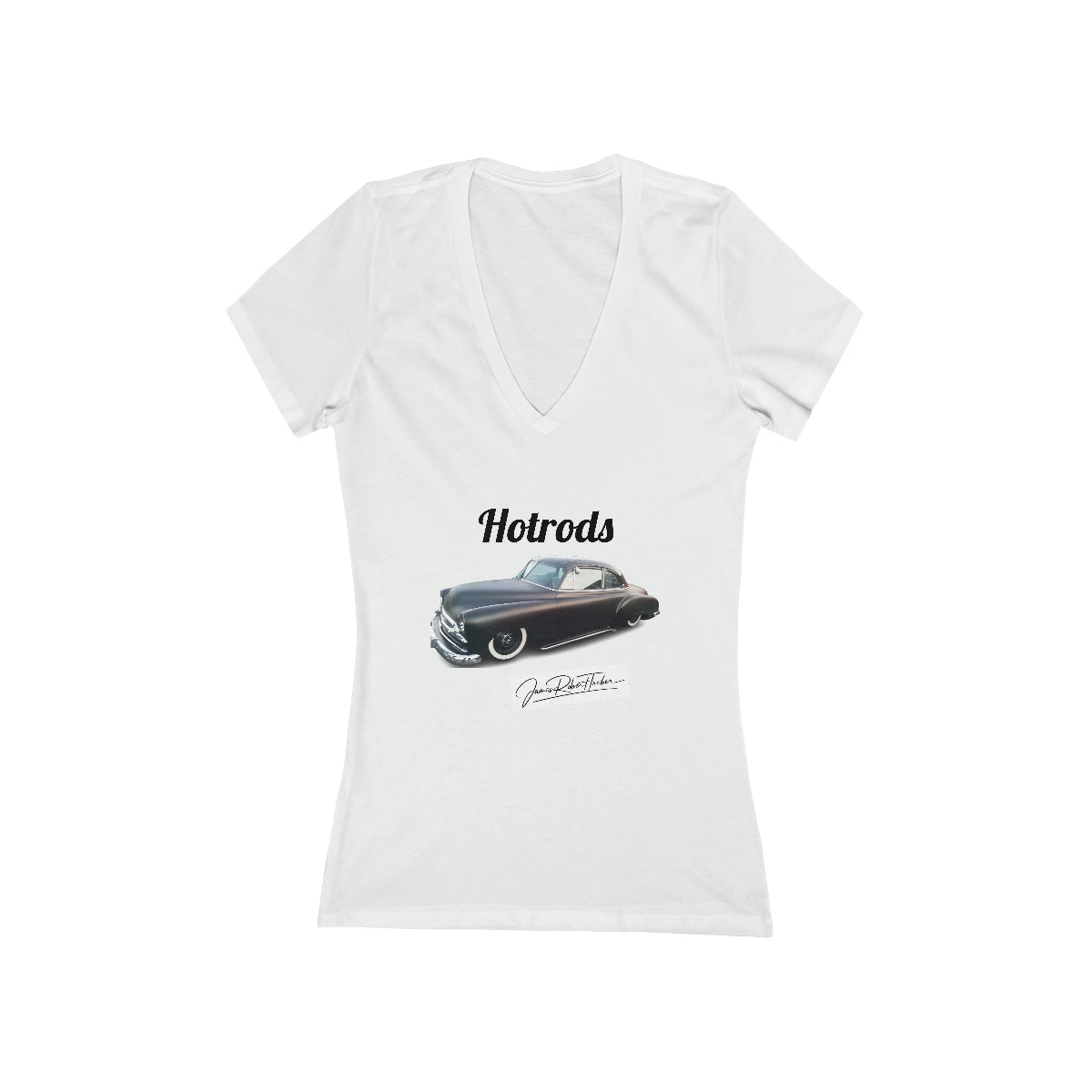 Hotrods Signature Women's Jersey Short Sleeve Deep V-Neck Tee