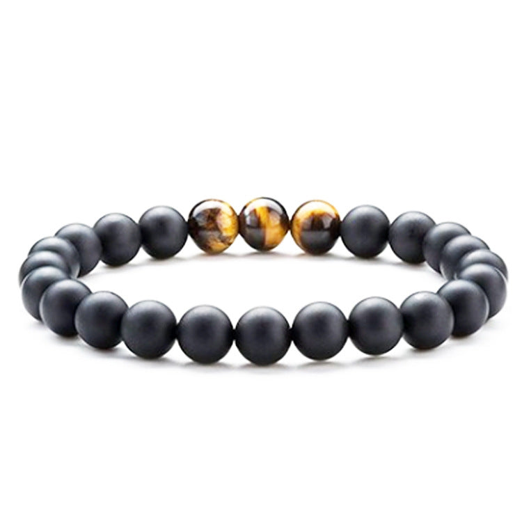 Tiger Eye Couple Bracelets / Matte Black Agate Beads Bracelet