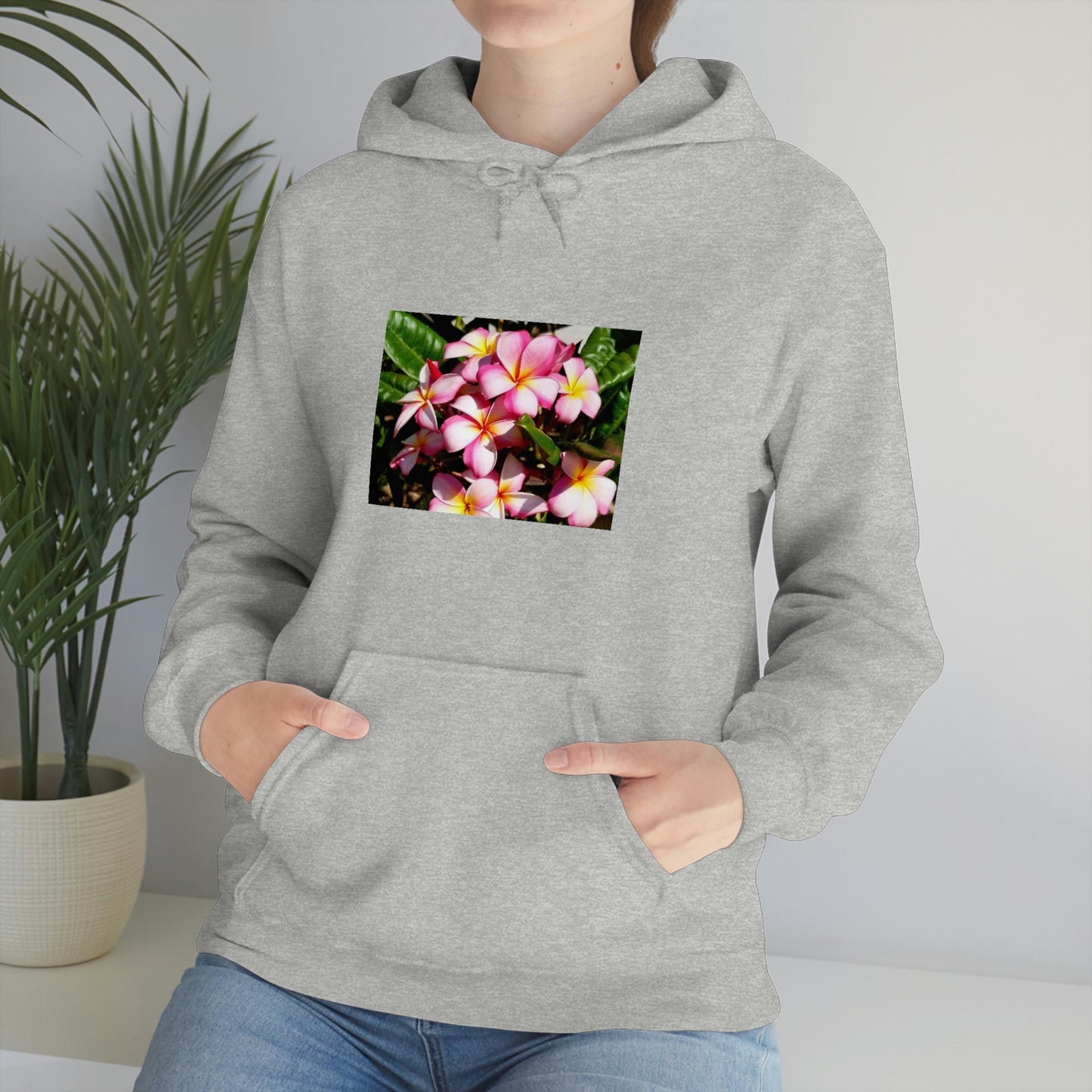 Islander Striped Plumeria Unisex Heavy Blend™ Hooded Sweatshirt