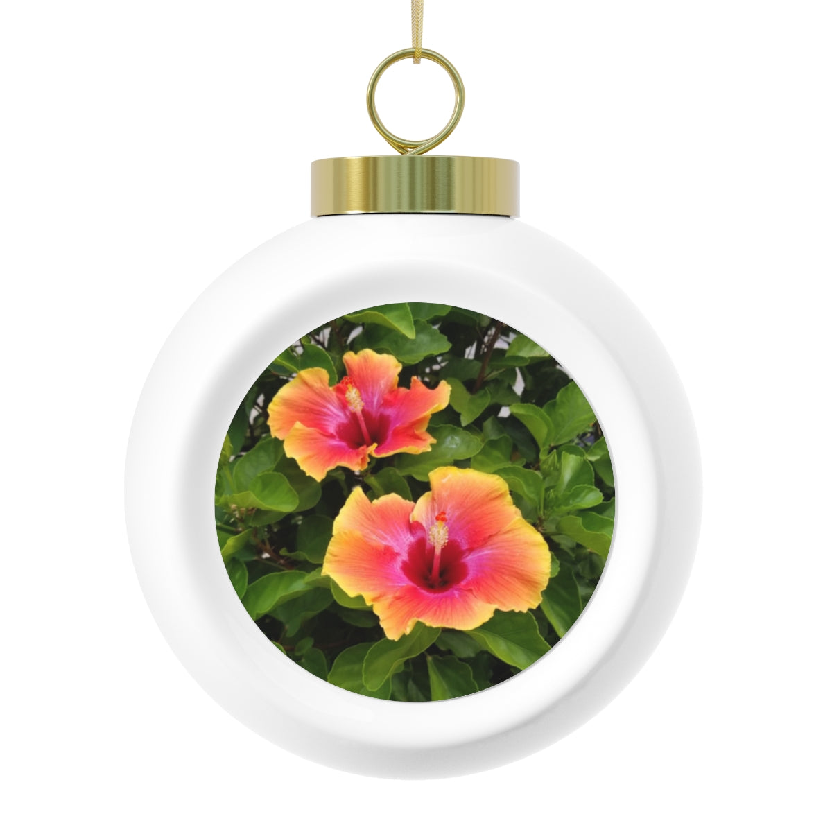 Island Style Hibiscus Christmas Ball Ornament