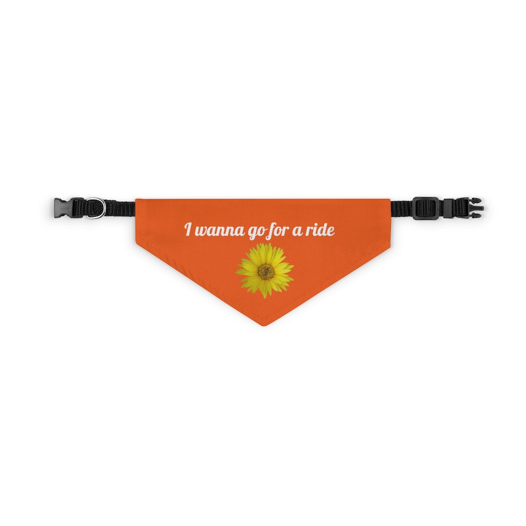 Floral "Daisy Mum - I wanna go for a ride" Pet Bandana Collar - White print