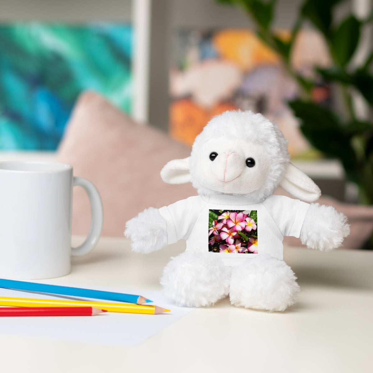 Island Style Striped Plumeria  Stuffed Animals with Tee