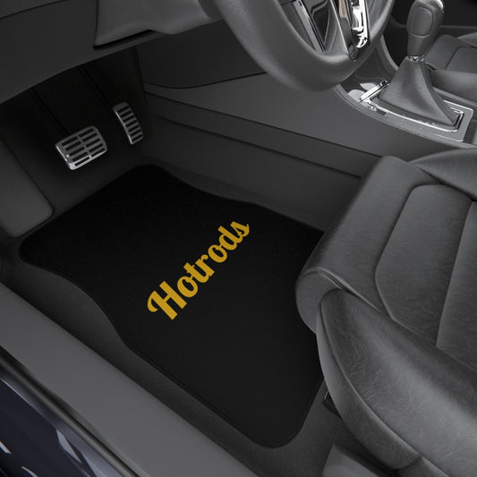 Hotrods Car Mats (Set of 4) - Black w/Yellow print