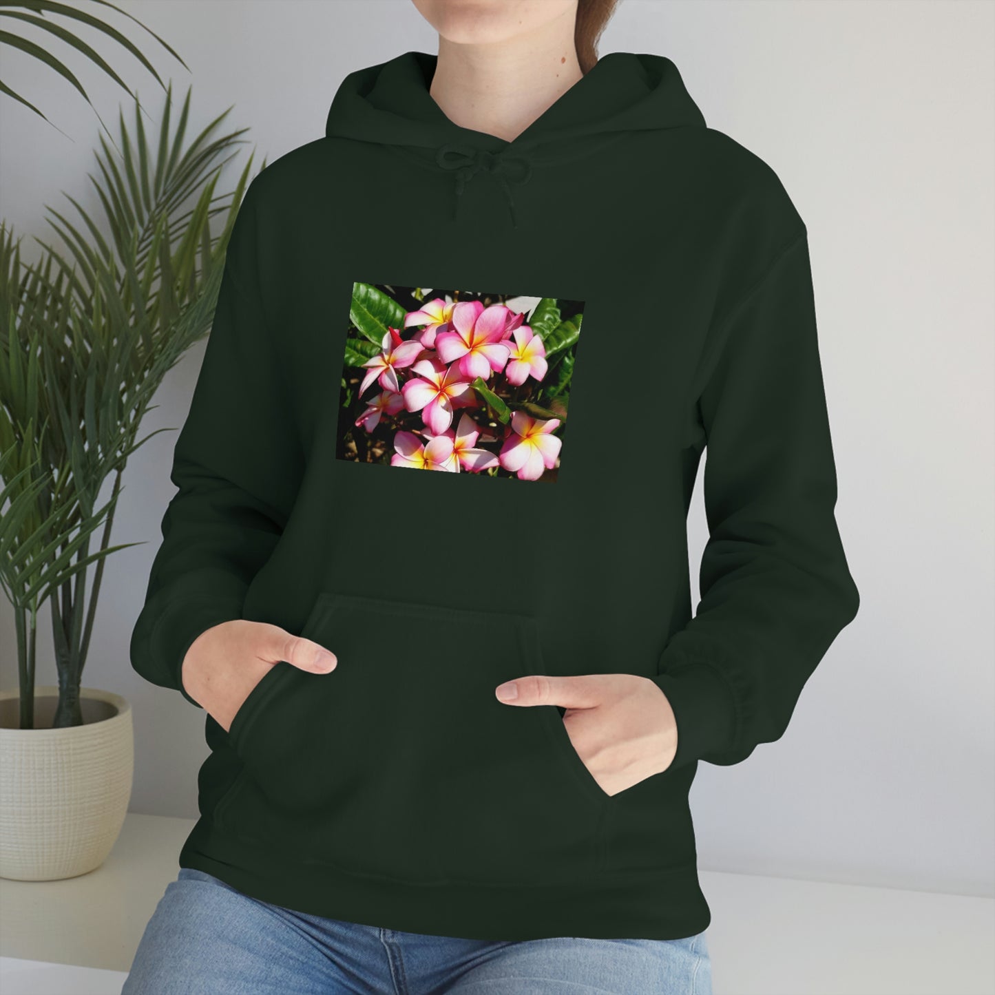 Islander Striped Plumeria Unisex Heavy Blend™ Hooded Sweatshirt