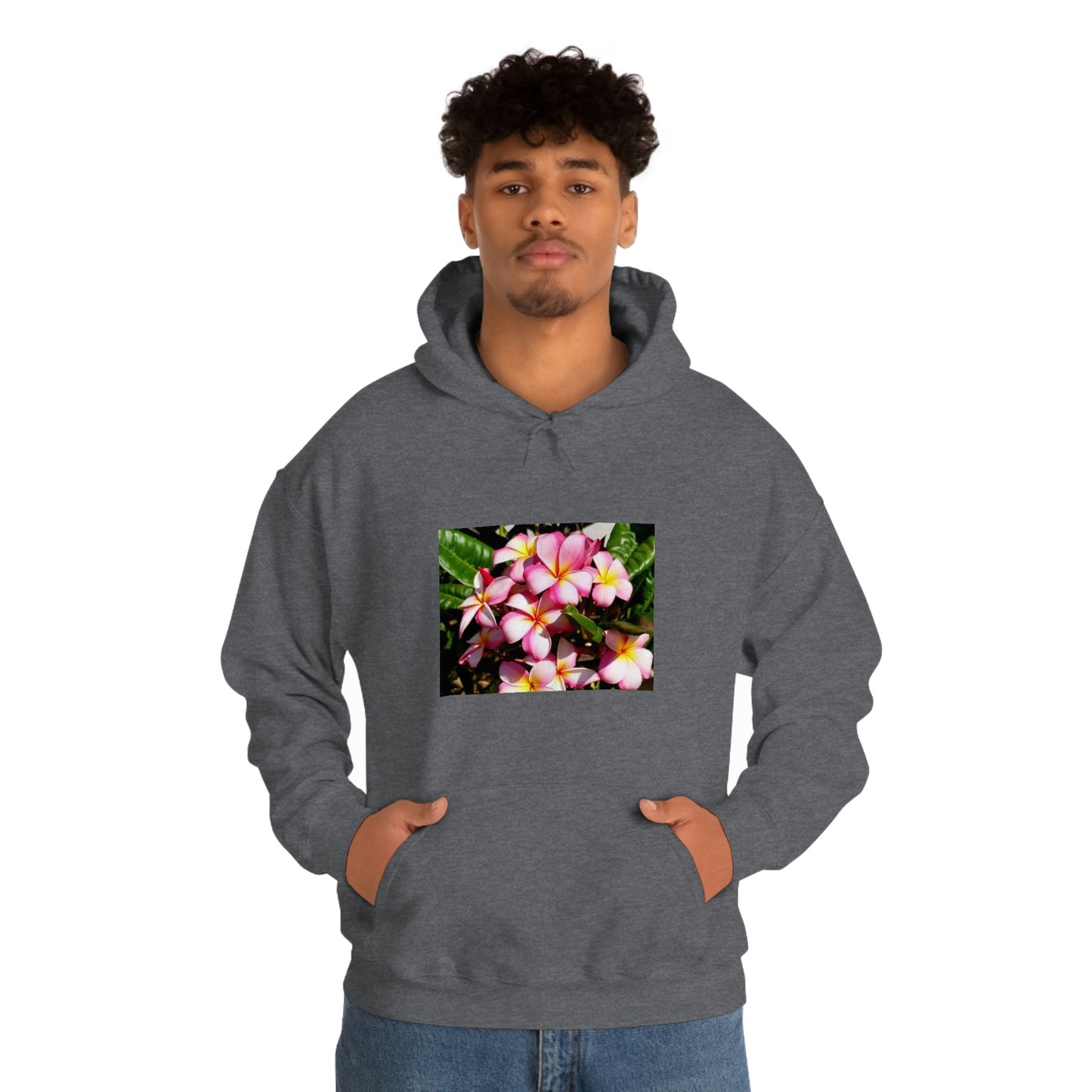 Islander Striped Plumeria Unisex Heavy Blend™ Hooded Sweatshirt