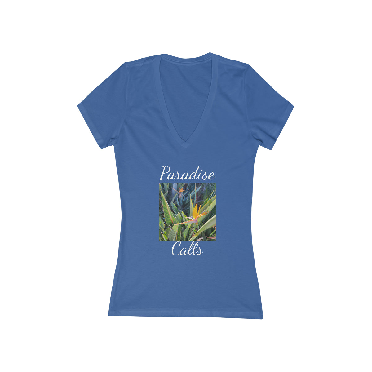 Islander Bird of Paradise Women's Jersey Short Sleeve Deep V-Neck Tee