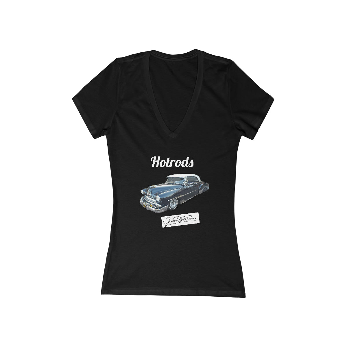 Hotrods Signature Women's Jersey Short Sleeve Deep V-Neck Tee