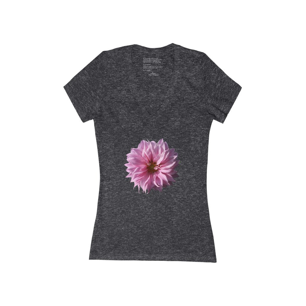 Women's Exclusive Floral Design Jersey Short Sleeve Deep V-Neck Tee