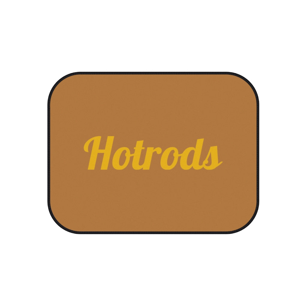 Hotrods Car Mats (Set of 4) - Lt Brown w/Yellow print