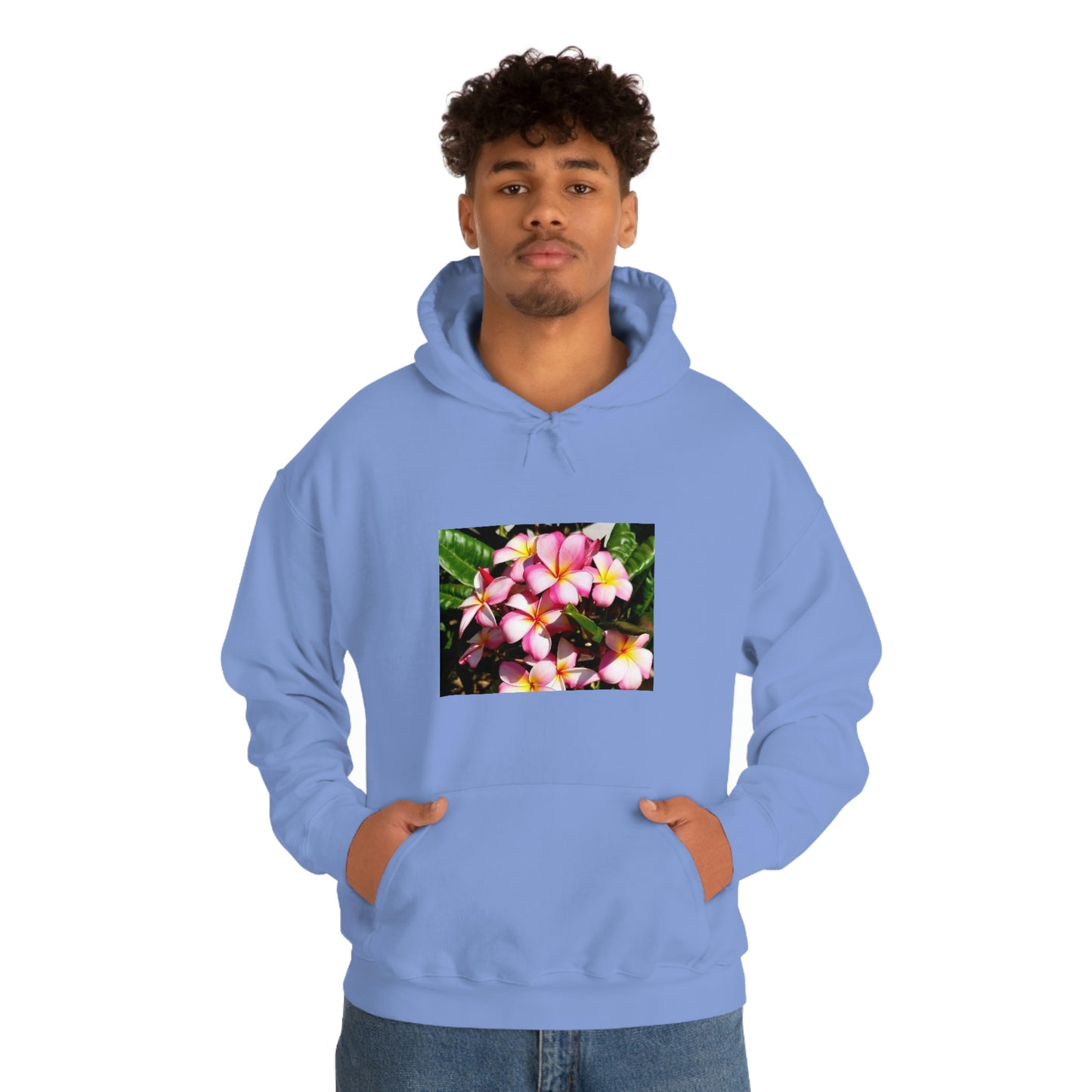 Islander Striped Plumeria Unisex Heavy Blend™ Hooded Sweatshirt