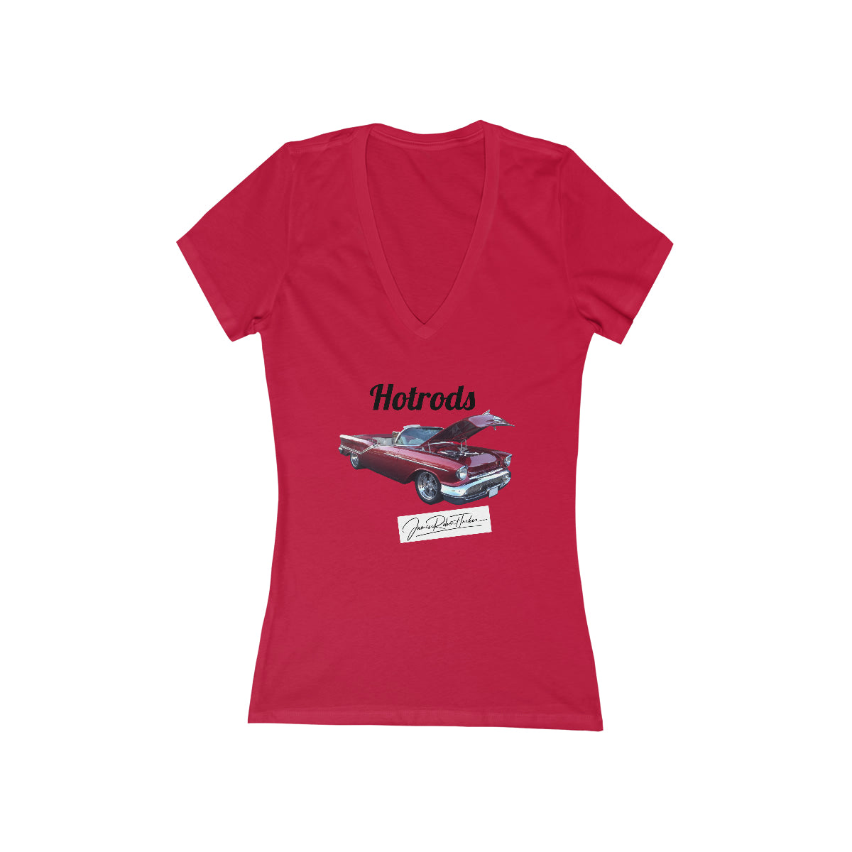 Hotrods Signature Women's Jersey Short Sleeve Deep V-Neck Tee