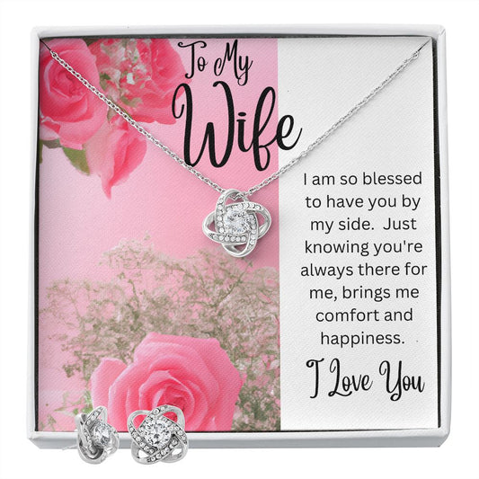 Wife - Love Knot Earrings and Necklace Set