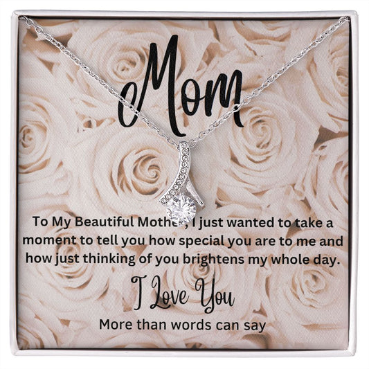 Mom - Alluring Beauty Necklace (White Gold or Yellow Gold)
