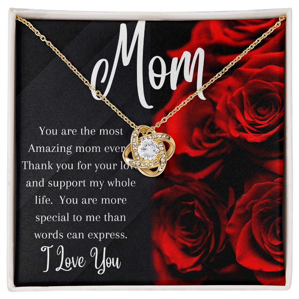 Mom - Love Knot Necklace (Yellow or White Gold)