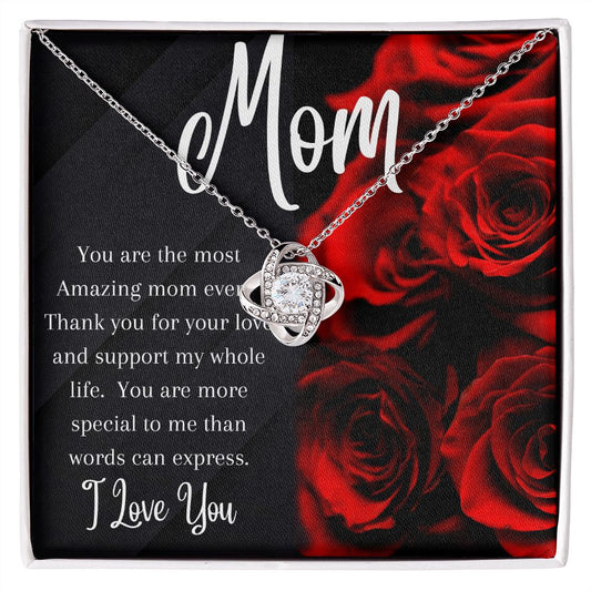 Mom - Love Knot Necklace (Yellow or White Gold)