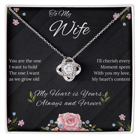 Wife - Love Knot Necklace (White or Yellow Gold)