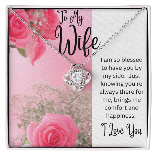 Wife - Love Knot Necklace (White or Yellow Gold)