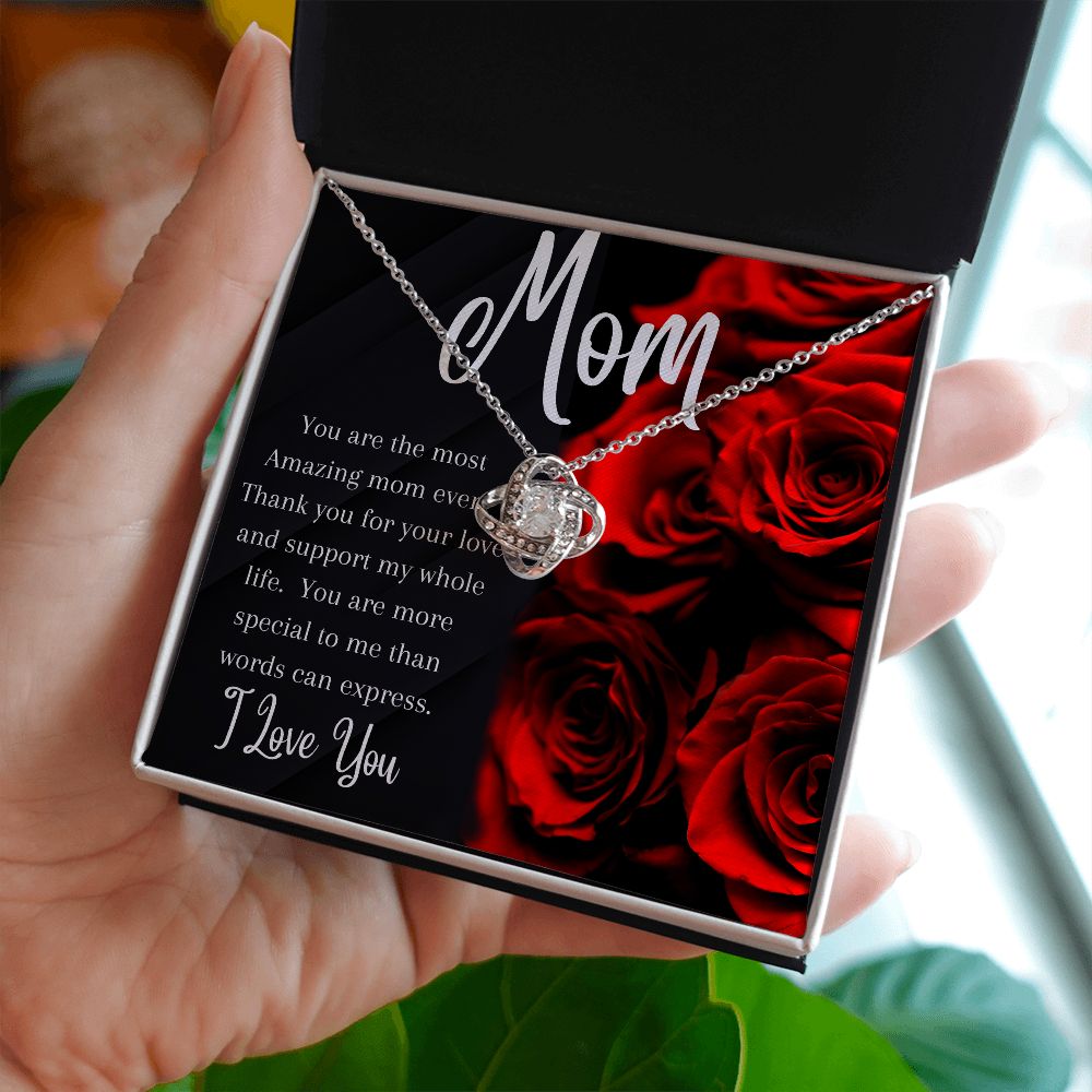 Mom - Love Knot Necklace (Yellow or White Gold)