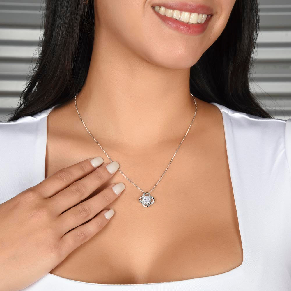 To My Wife - Anniversary Love Knot Necklace (White or Yellow Gold)