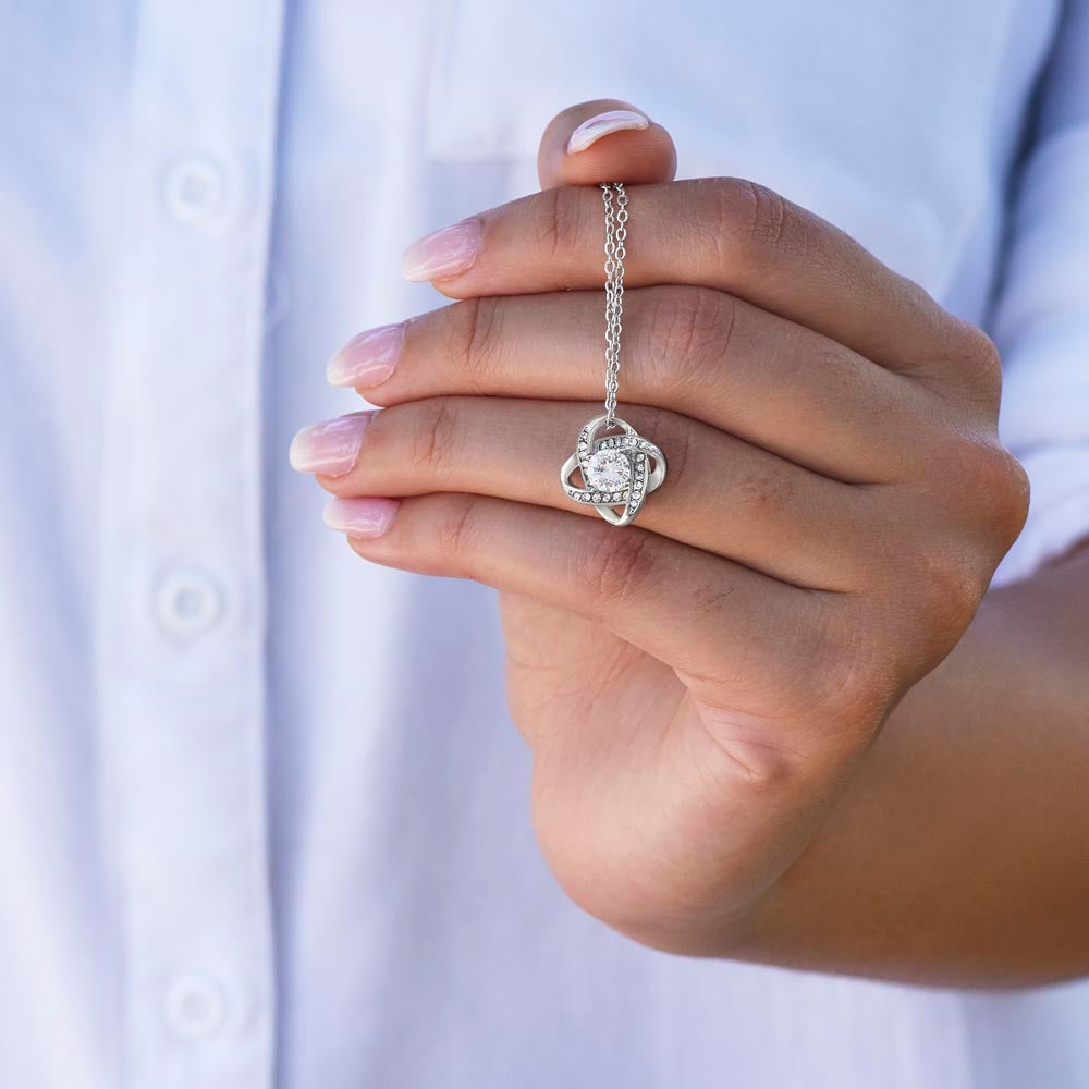 To My Wife - Anniversary Love Knot Necklace (White or Yellow Gold)