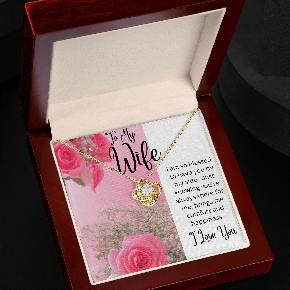 Wife - Love Knot Necklace (White or Yellow Gold)