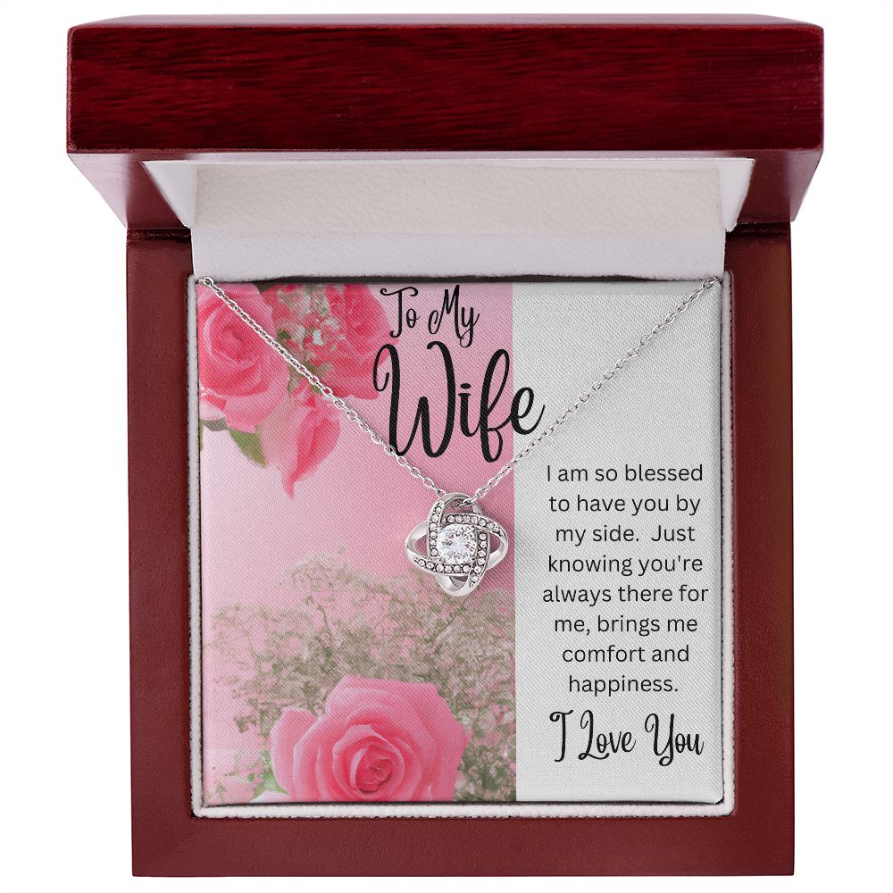 Wife - Love Knot Necklace (White or Yellow Gold)
