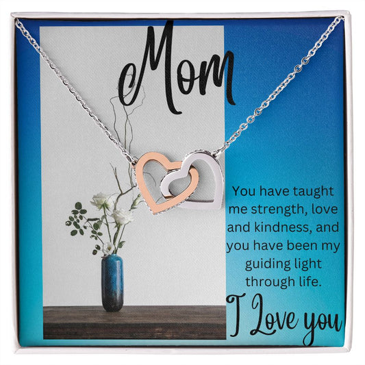 Mom - Interlocking Hearts Necklace (Yellow or White Gold)