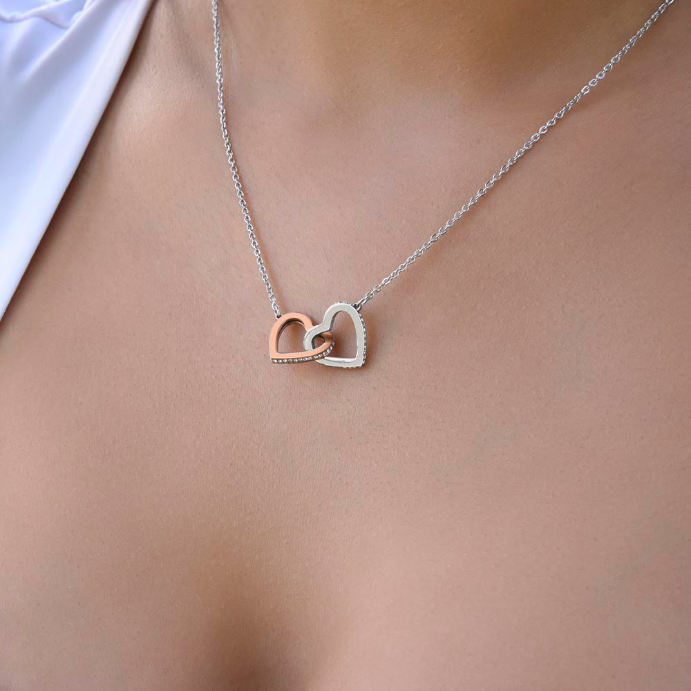 Mom - Interlocking Hearts Necklace (Polished Stainless and Rose Gold Finish or Yellow Gold Finish)
