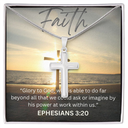 Stainless Cross Necklace - Ephesians 3:20