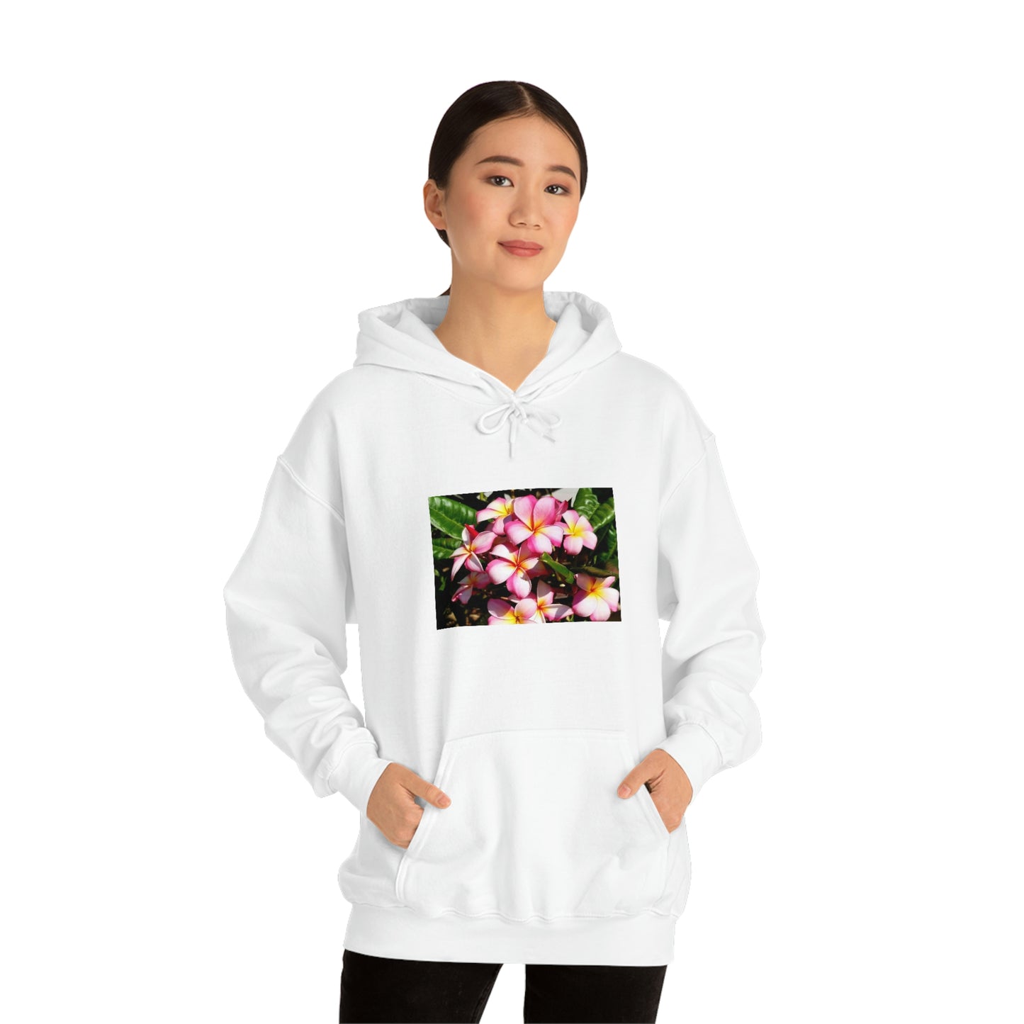 Islander Striped Plumeria Unisex Heavy Blend™ Hooded Sweatshirt