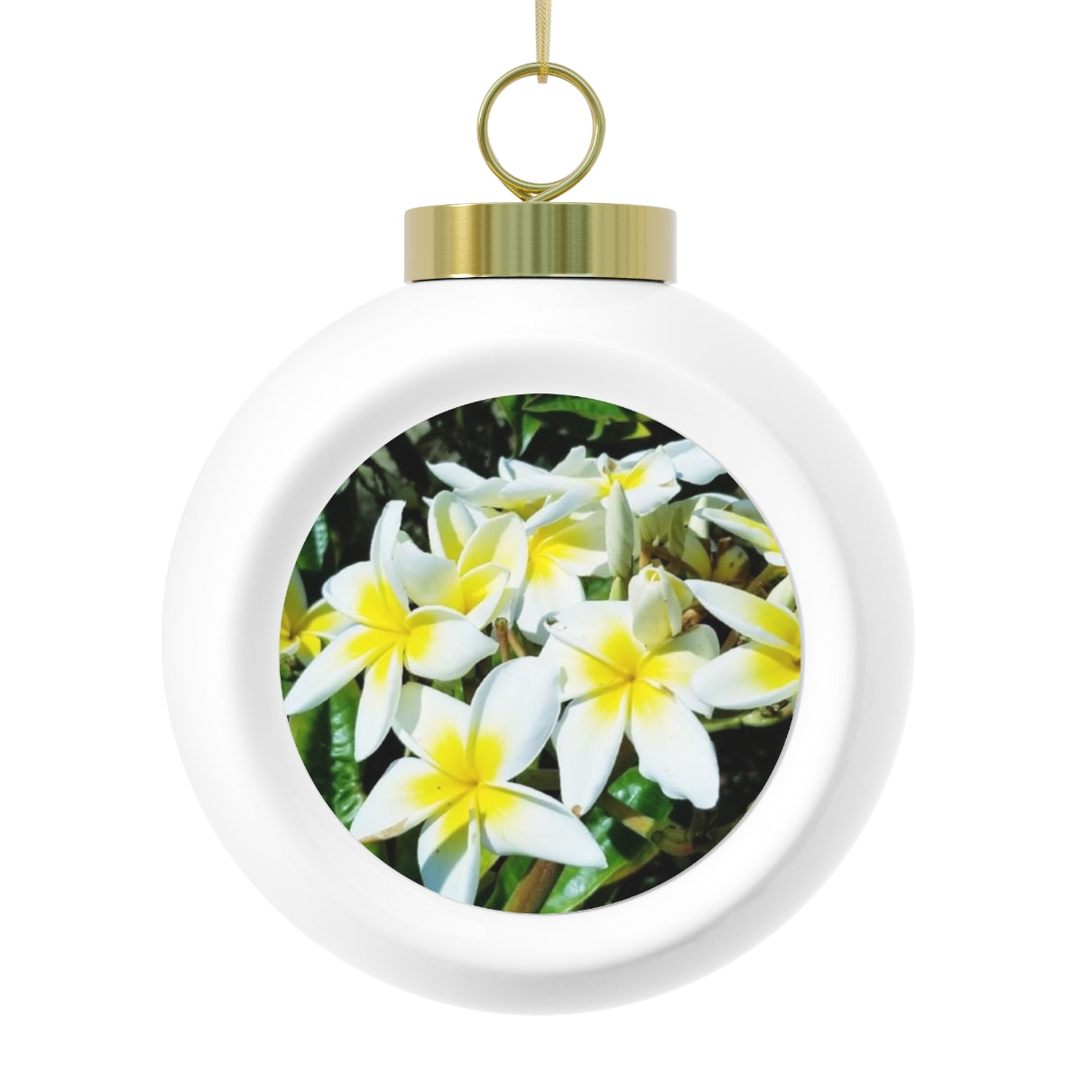 Island Style Plumeria Christmas Ball Ornament