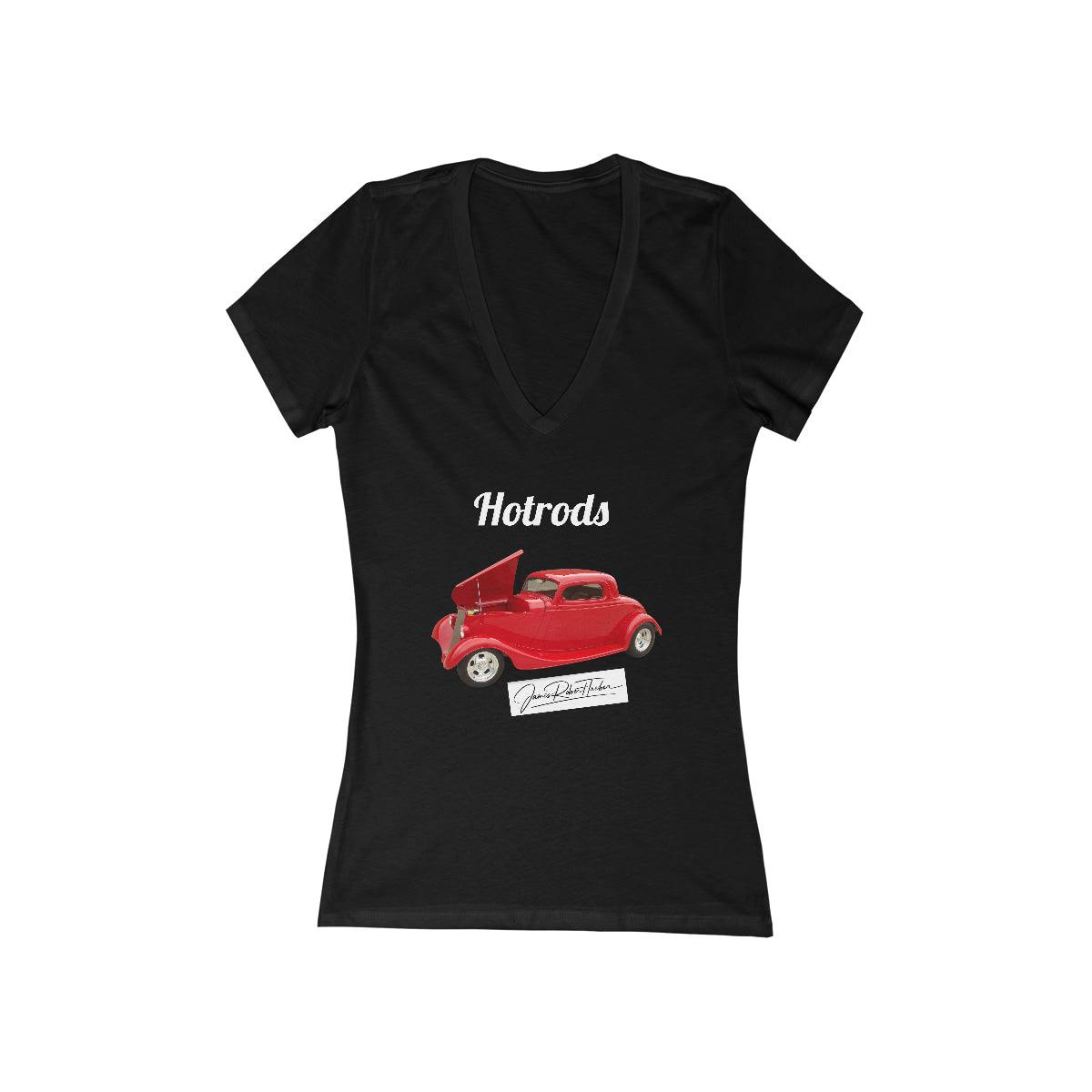 Hotrods Signature Women's Jersey Short Sleeve Deep V-Neck Tee