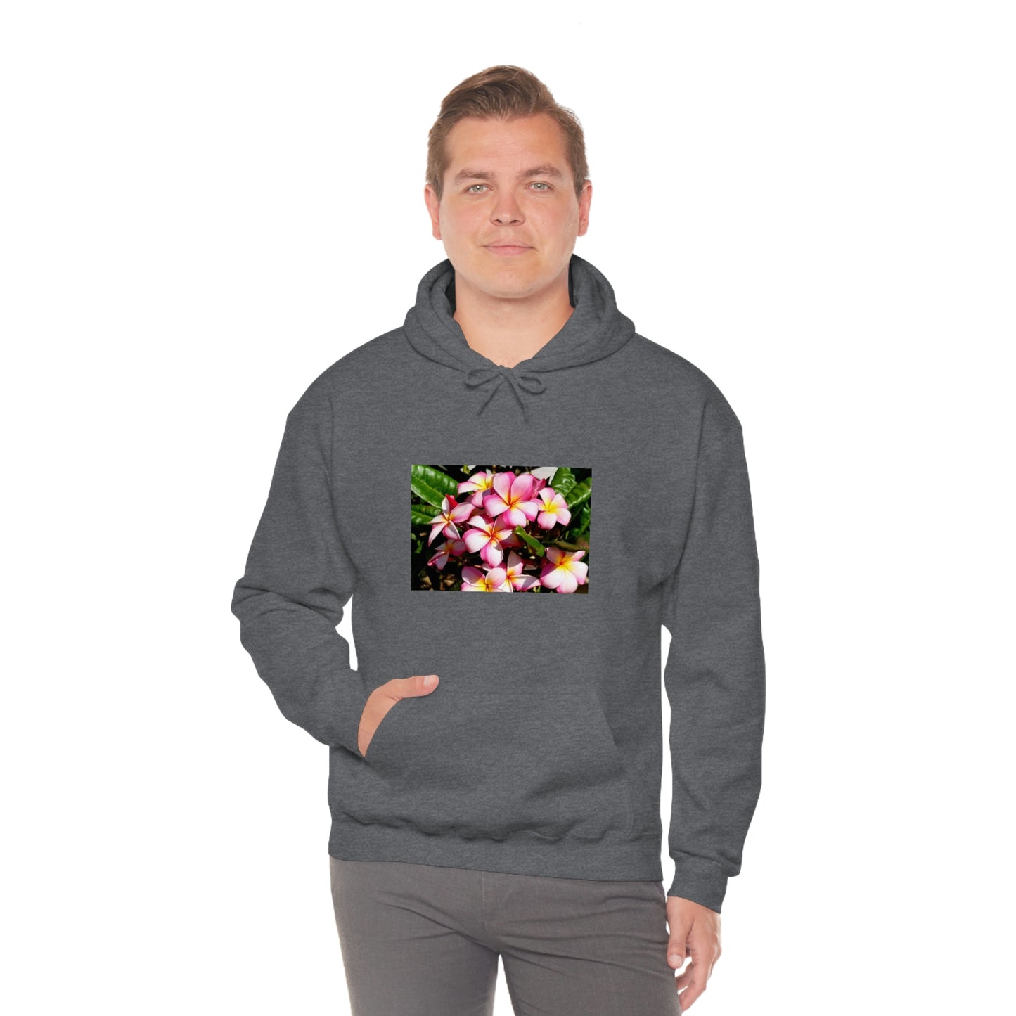 Islander Striped Plumeria Unisex Heavy Blend™ Hooded Sweatshirt