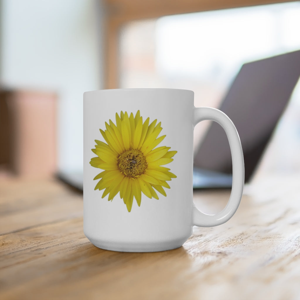 Designer Ceramic Mug, "Yellow Daisy Mum" 11oz and 15oz