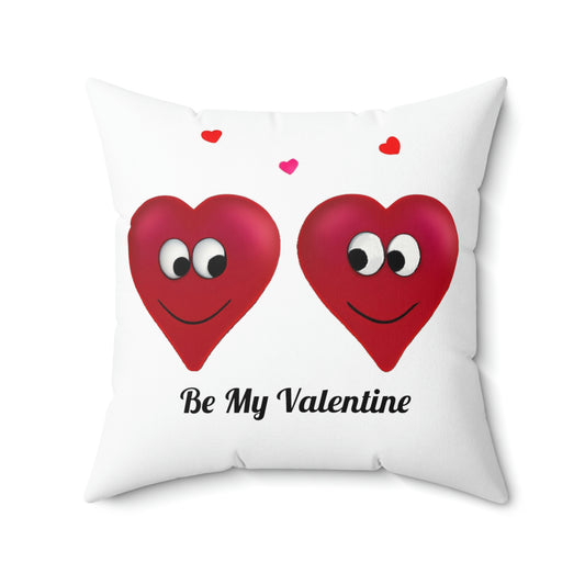 Valentine's "Be My Valentine" Conversation Hearts Spun Polyester Square Pillow