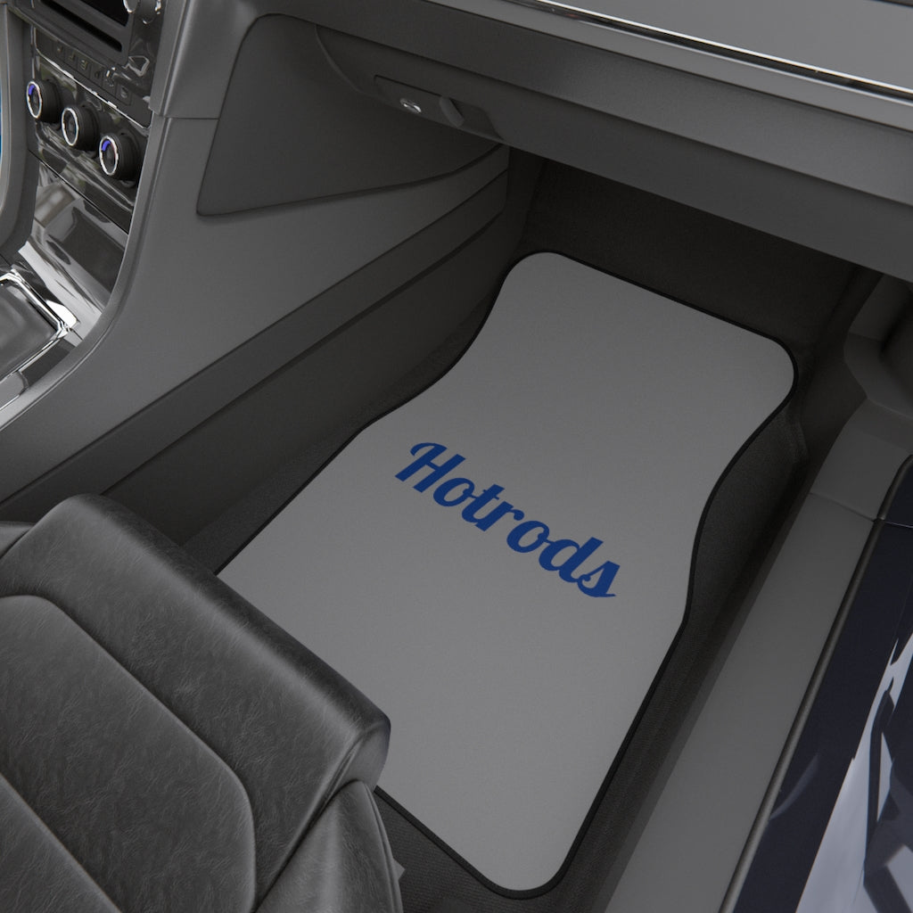 Hotrods Car Mats (Set of 4) - Grey w/Blue print