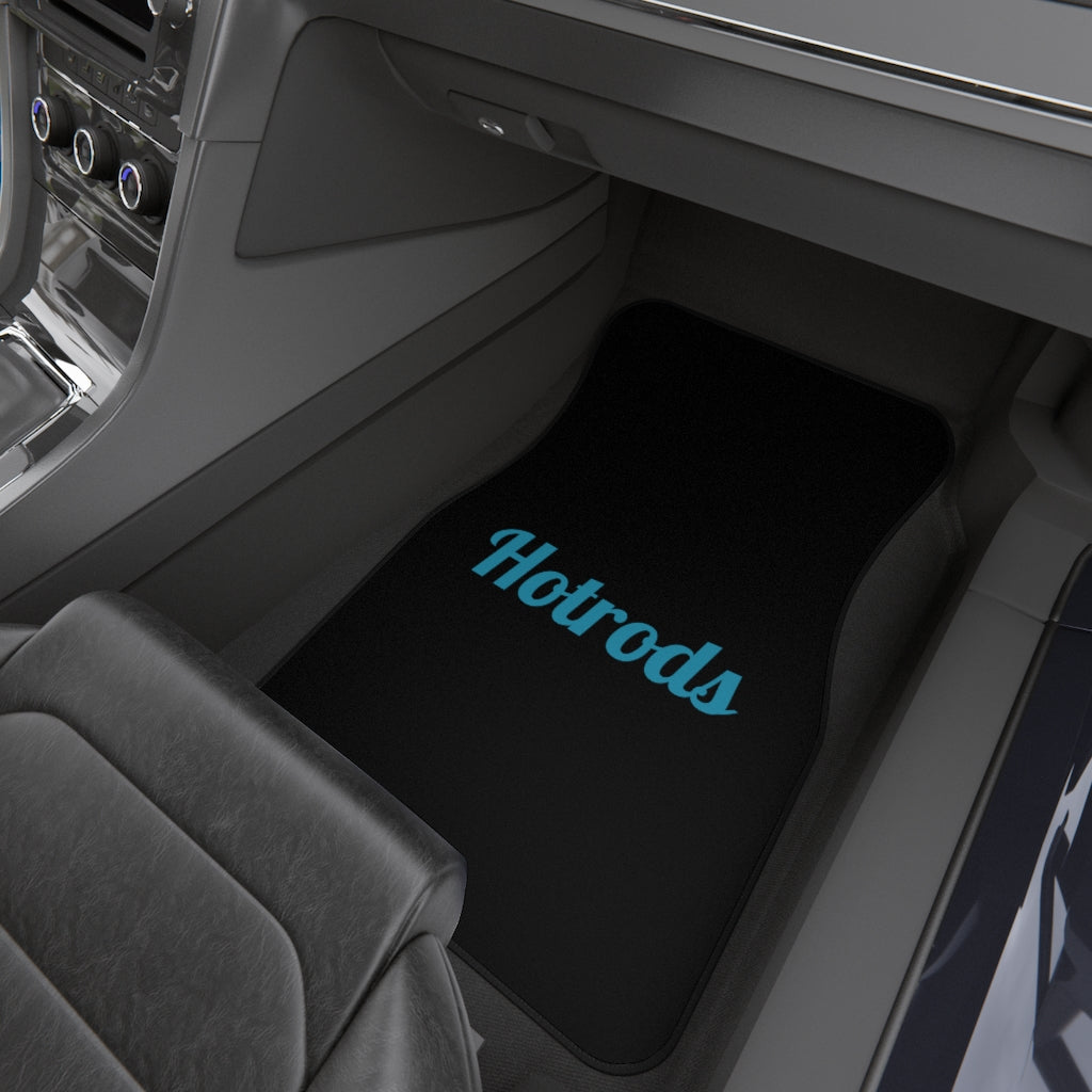 Hotrods Car Mats (Set of 4) - Black w/Blue print