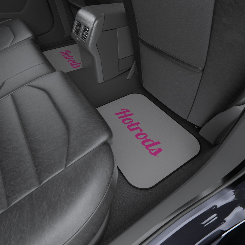 Hotrods Car Mats (Set of 4) - Grey w/Pink print