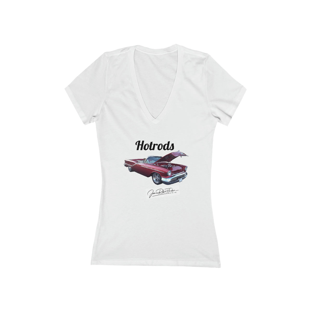 Hotrods Signature Women's Jersey Short Sleeve Deep V-Neck Tee