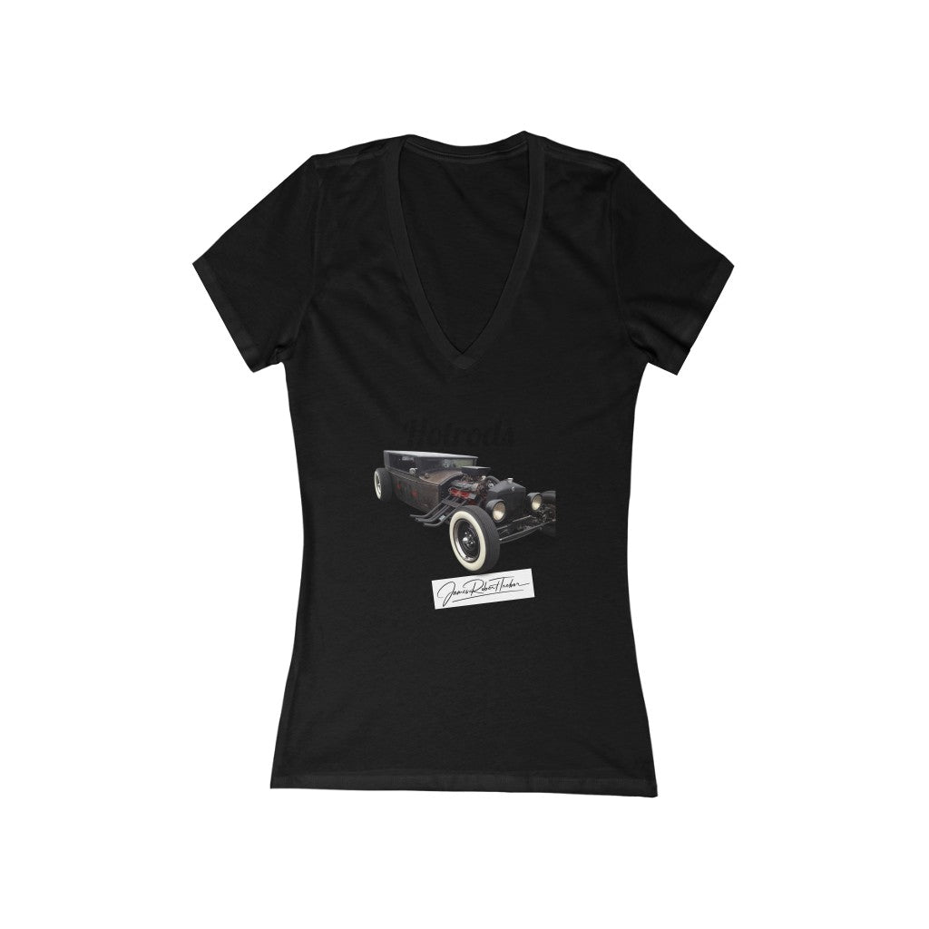 Hotrods Signature "Rat Rod" Women's Jersey Short Sleeve Deep V-Neck Tee