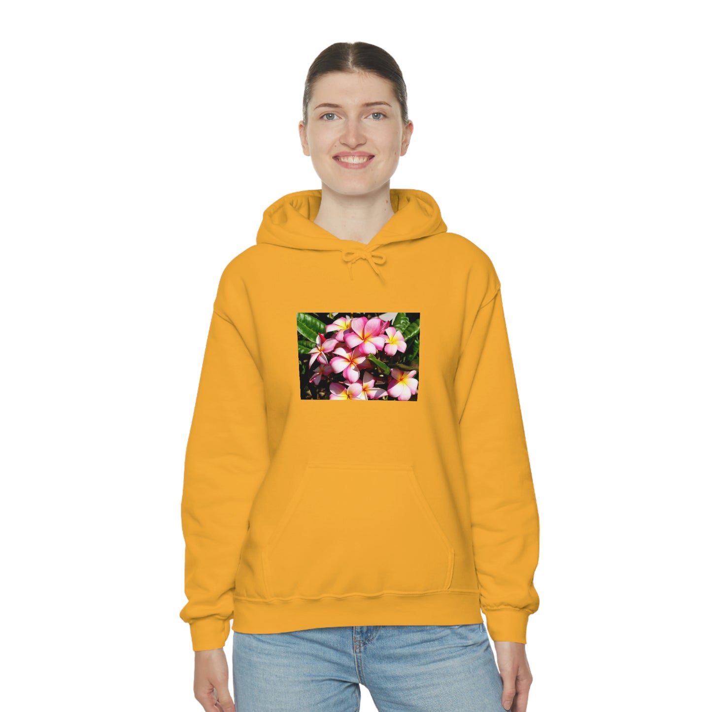 Islander Striped Plumeria Unisex Heavy Blend™ Hooded Sweatshirt